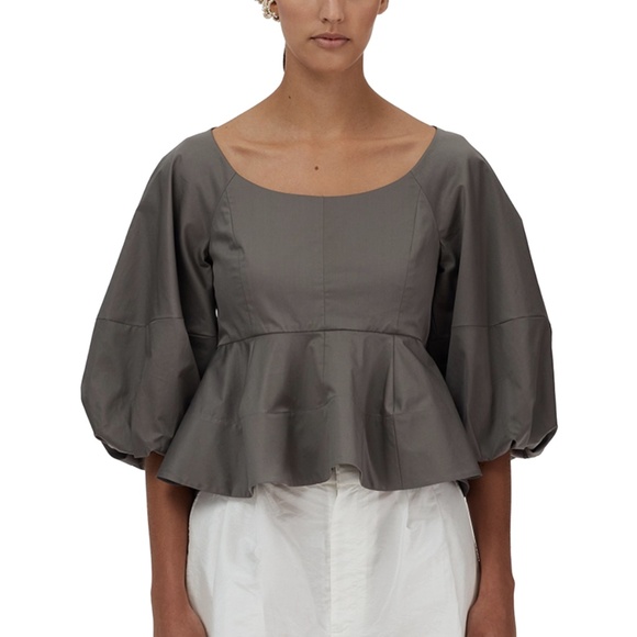 Tibi Eco Poplin Peplum Top - Picture 1 of 7